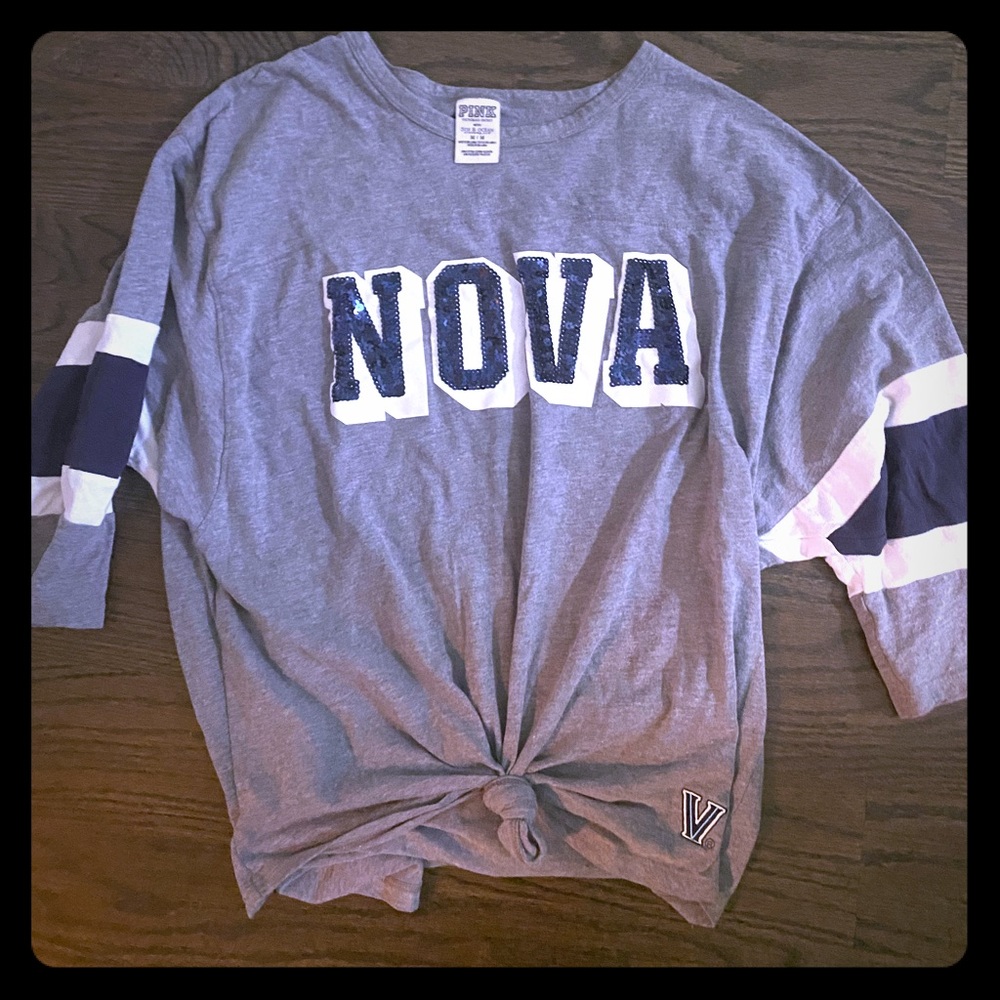 PINK Villanova glitter jersey shirt